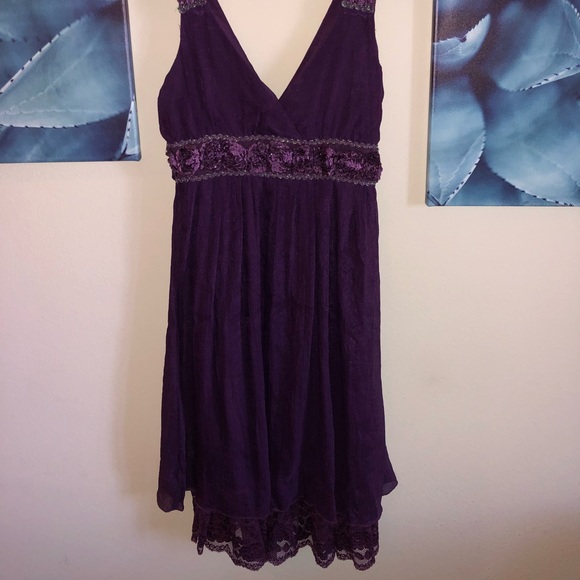Beautiful Purple Dress with Accent Flowers - Picture 2 of 7